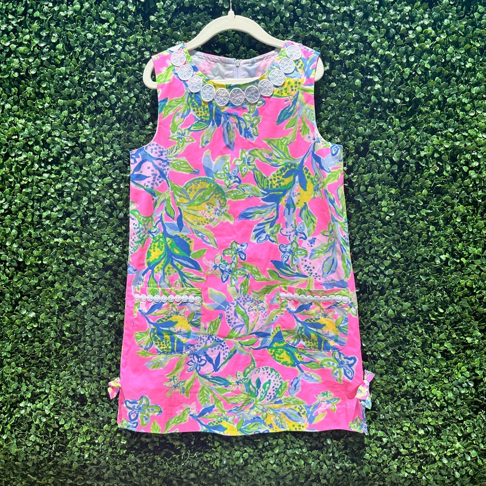 Lilly Pulitzer Classic Shift in Squeeze the Day - Pink dress with lemon trim